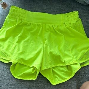Lululemon neon yellow athletic shorts hoots hot 2.5inch